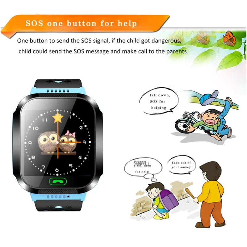 Детские Смарт часы KGG KG02 с камерой подсветкой сенсорным экраном кнопкой SOS LBS