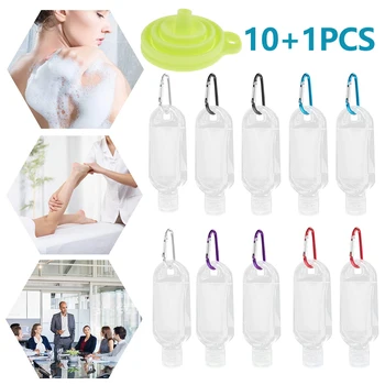 10 Pcs 50ml Empty Plastic Refillable Bottles With Keyring, Portable Clear Travel Container For Hand Sanitizer Alcohol Cosmetic
10 Pcs 50ml Empty Plastic Refillable Bottles With Keyring, Portable Clear Travel Container For Hand Sanitizer Alcohol Cosmetic