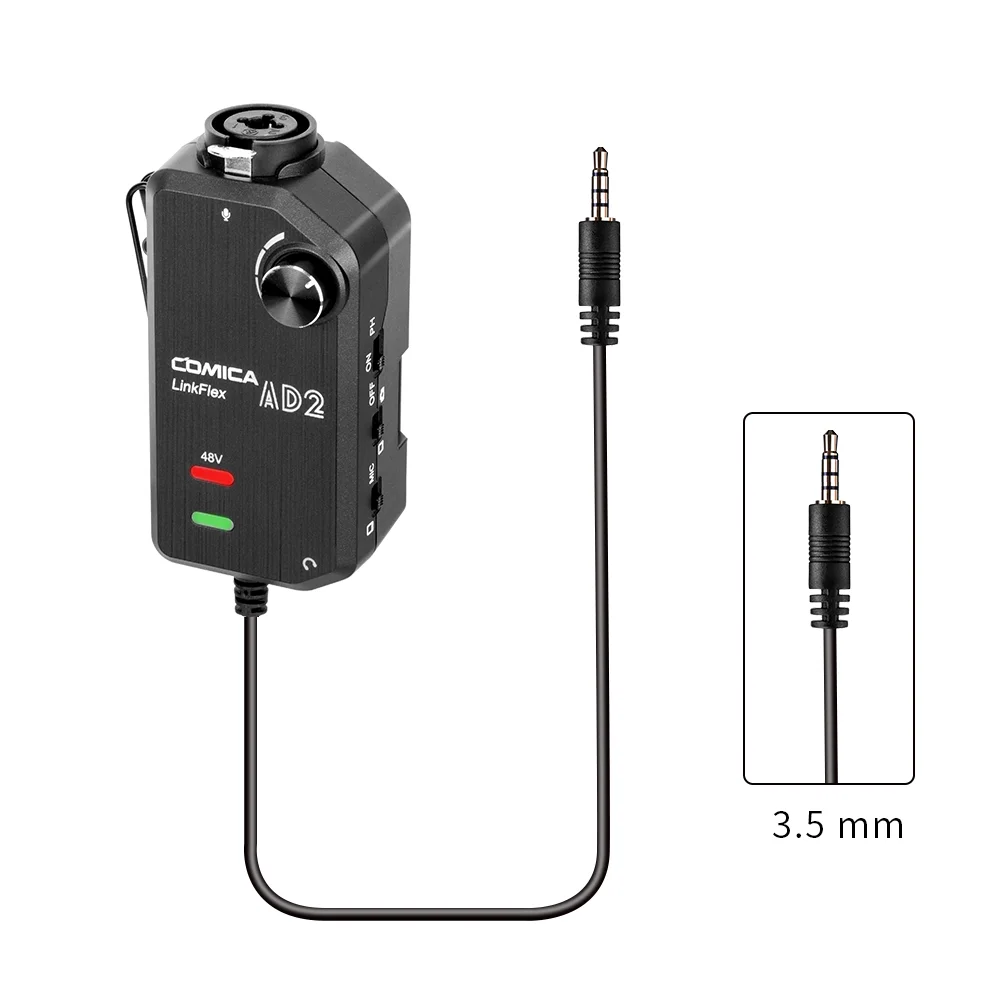 COMICA LinkFlex AD2 XLR/6.35mm to 3.5mm Audio Preamp Adapter with Phantom Power for iPhone/Android/Nikon/Canon Camera and Guitar
COMICA LinkFlex AD2 XLR/6.35mm to 3.5mm Audio Preamp Adapter with Phantom Power for iPhone/Android/Nikon/Canon Camera and Guitar