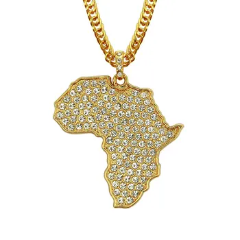 New Mens Hip Hop Gold Plated Iced Out Crystal Bling Bling Africa Map Cuban Chain Pendant Necklace Jewelry 
New Mens Hip Hop Gold Plated Iced Out Crystal Bling Bling Africa Map Cuban Chain Pendant Necklace Jewelry