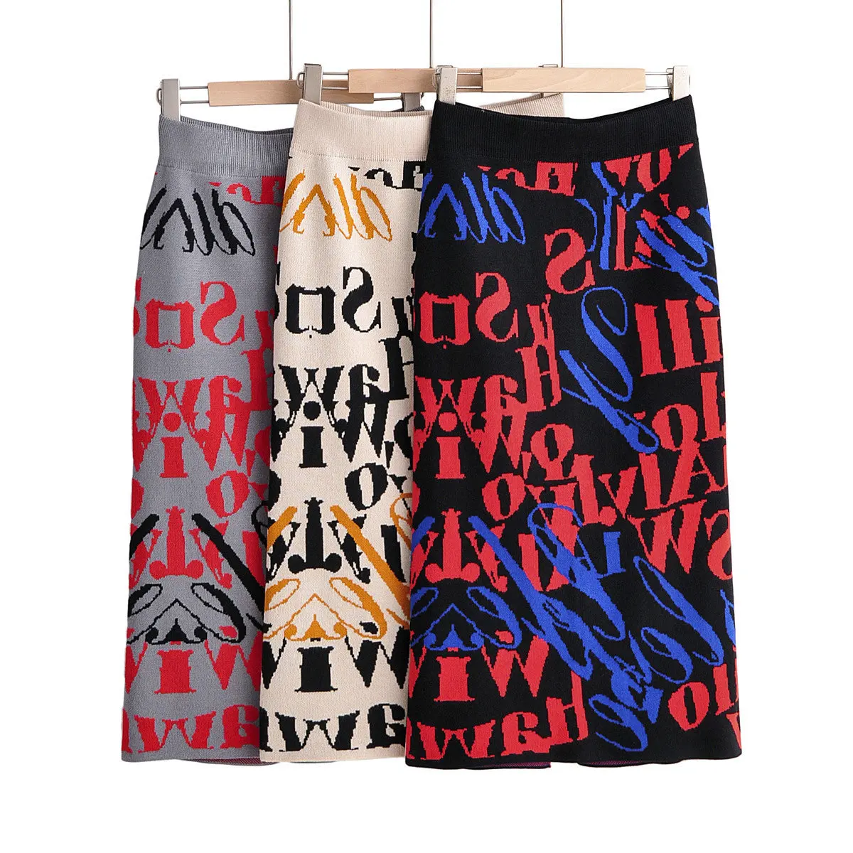Knitted Skirt Autumn And Winter 2019 New Style WOMEN'S Bag Hip One-step Skirt Mid-length Slit Lettered Contrast Color Elastic Wa
Knitted Skirt Autumn And Winter 2019 New Style WOMEN'S Bag Hip One-step Skirt Mid-length Slit Lettered Contrast Color Elastic Wa