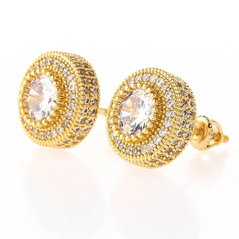 Hip Hop Claw Setting Cubic Zirconia Bling Ice Out Stud Earring Male Gold Color Copper Round Earrings for Men Rapper Jewelry
Hip Hop Claw Setting Cubic Zirconia Bling Ice Out Stud Earring Male Gold Color Copper Round Earrings for Men Rapper Jewelry