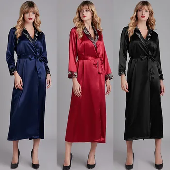 Pajamas Female Spring Summer Silk Long Sleeve Women's Robes Women's Mid-length Morning Gowns Lace Bathrobe Tracksuit 17
Pajamas Female Spring Summer Silk Long Sleeve Women's Robes Women's Mid-length Morning Gowns Lace Bathrobe Tracksuit 17