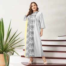 Dresses Woman Summer 2021 Gray Floral Print Striped Patchwork Loose Casual Holiday V-neck 3/4 Sleeve Long Maxi Dress 3XL 4XL
Dresses Woman Summer 2021 Gray Floral Print Striped Patchwork Loose Casual Holiday V-neck 3/4 Sleeve Long Maxi Dress 3XL 4XL