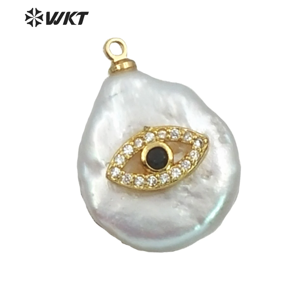 

WT-MP132 WKT Irregular Pearl & Pave Cubic Zirconia Pendant Pearl With CZ Charm Pendant Women Fashion Necklace Pendant Jewelry