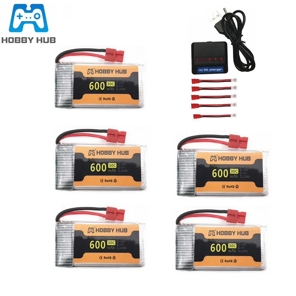 3 7 v 600mAh 30c Lipo батарея + 5 в 1 зарядное устройство набор для X5HW X5HC rc Дрон запасные