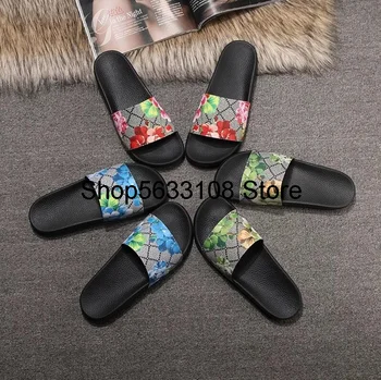 Genuine Leather men Women's Slippers Soft Brand Slide Sandals Floral Printing Leather Rubber Flip-flops Slippers35-42 
Genuine Leather men Women's Slippers Soft Brand Slide Sandals Floral Printing Leather Rubber Flip-flops Slippers35-42