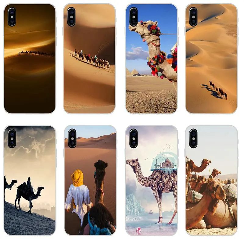 

Animal Camel Desert Painted Soft TPU Mobile Phone Cases for iPhone X XR XS Max 10 7 6 6s 8 Plus 4 4S 5 5S SE 5C Shell Bags