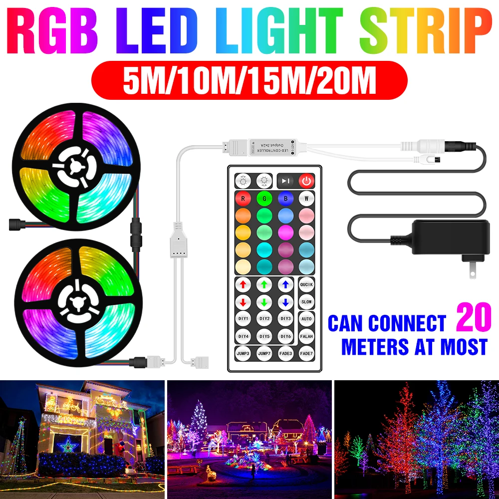 5M 10M 15M 20M Strip RGB DC 12V Flexible Tape 5050 SMD Ribbon LED Strip Lamp EU US UK Plug Flexible Ribbon For Christmas Decor
5M 10M 15M 20M Strip RGB DC 12V Flexible Tape 5050 SMD Ribbon LED Strip Lamp EU US UK Plug Flexible Ribbon For Christmas Decor