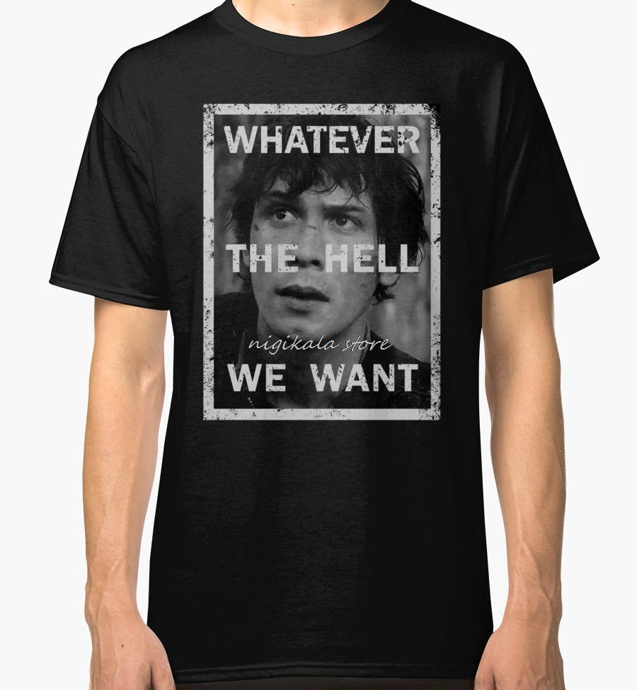 Фото Черная Мужская футболка Bellamy - The 100 Whatever Hell We Want одежда низкая цена топ для