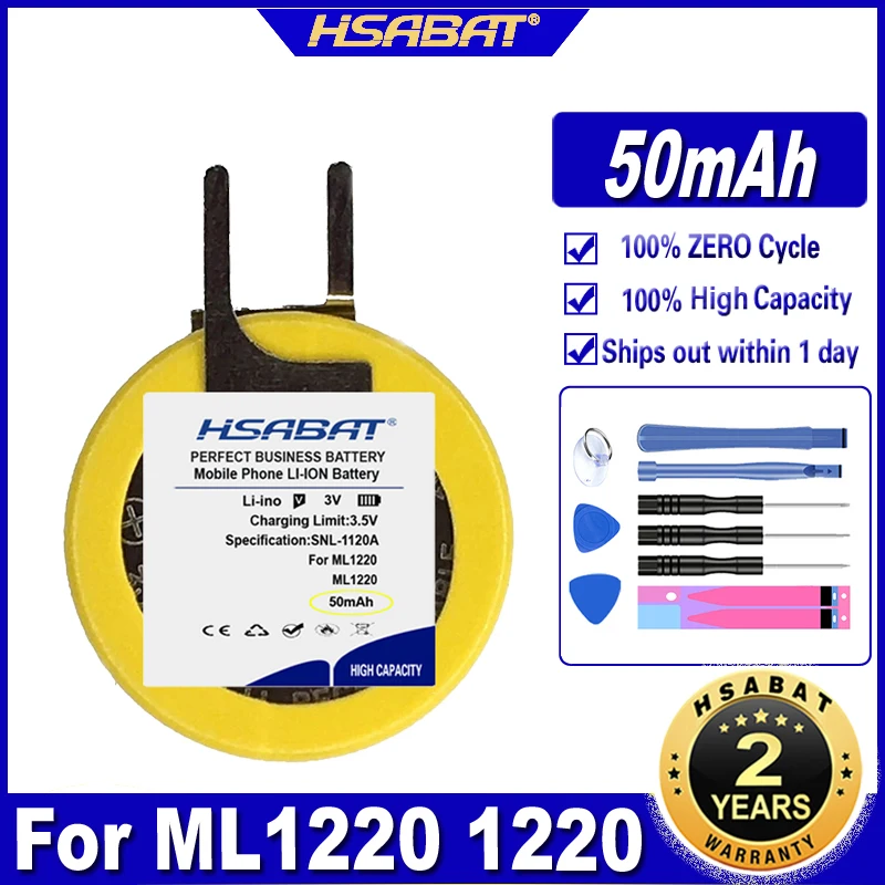 HSABAT ML1220 1220 3V 50mAh аккумулятор для перезаряжаемых кнопочных батарей | Электроника
