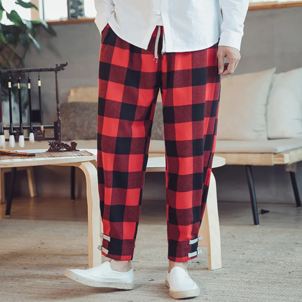 Feitong Men's Casual Loose Pants Trousers for men Vintage Cotton Linen Patchwork Plaid Printing Long pantalon homme
Feitong Men's Casual Loose Pants Trousers for men Vintage Cotton Linen Patchwork Plaid Printing Long pantalon homme