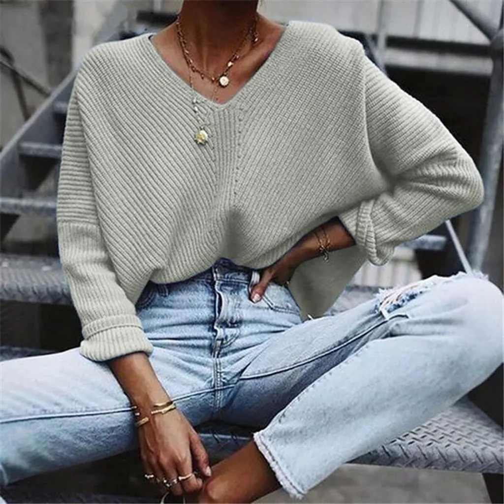 Casual Knitted Sweater Women Fashion Female Solid Soft Kit Clothes Womens New Fashion Sweater V Neck Long Sleeve Knitted Sweater
Casual Knitted Sweater Women Fashion Female Solid Soft Kit Clothes Womens New Fashion Sweater V Neck Long Sleeve Knitted Sweater