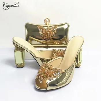 Nice Gold Slipper Shoes With Bag High Heel Party Shoes And Purse Handbag Set ASB2 Heel Height 10CM 
Nice Gold Slipper Shoes With Bag High Heel Party Shoes And Purse Handbag Set ASB2 Heel Height 10CM