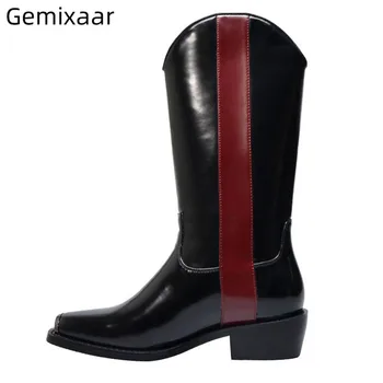 Women's Boots Metal Square Toe Mix Red Color Fashion Party Bottes Med Square Heel Comfy Genuine Leather 2019 New Coming Boots
Women's Boots Metal Square Toe Mix Red Color Fashion Party Bottes Med Square Heel Comfy Genuine Leather 2019 New Coming Boots
