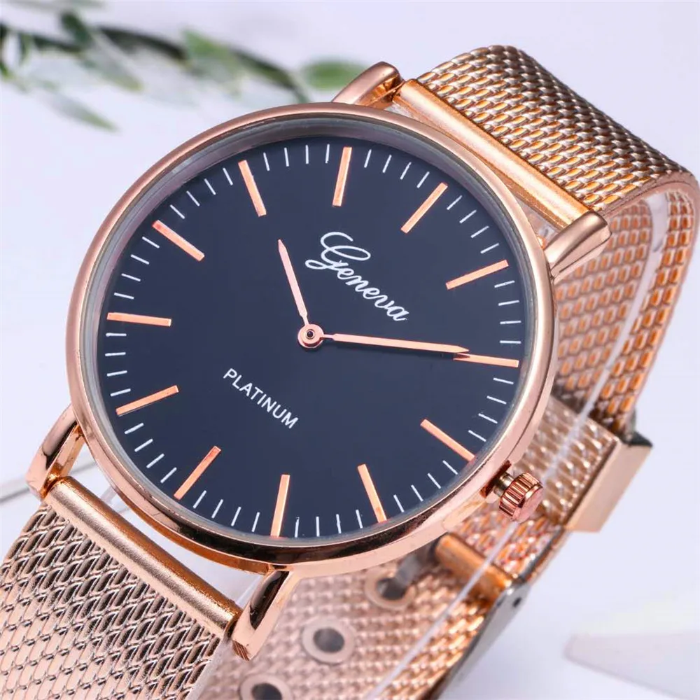 New Women Watch GENEVA Ladies Watches Quartz relogio feminino Stainless Steel Mesh Band Wristwatch Bracelet Clock relojes saati |