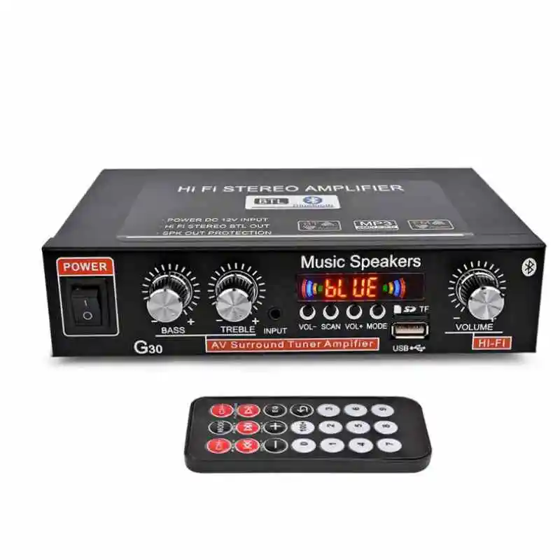 AC 220V 12V Bluetooth Car Stereo Amplifier Hi-Fi 2.0 Channel Audio Board FM Radio TF Card U Disk Remote TREBLE BASS AMP
AC 220V 12V Bluetooth Car Stereo Amplifier Hi-Fi 2.0 Channel Audio Board FM Radio TF Card U Disk Remote TREBLE BASS AMP