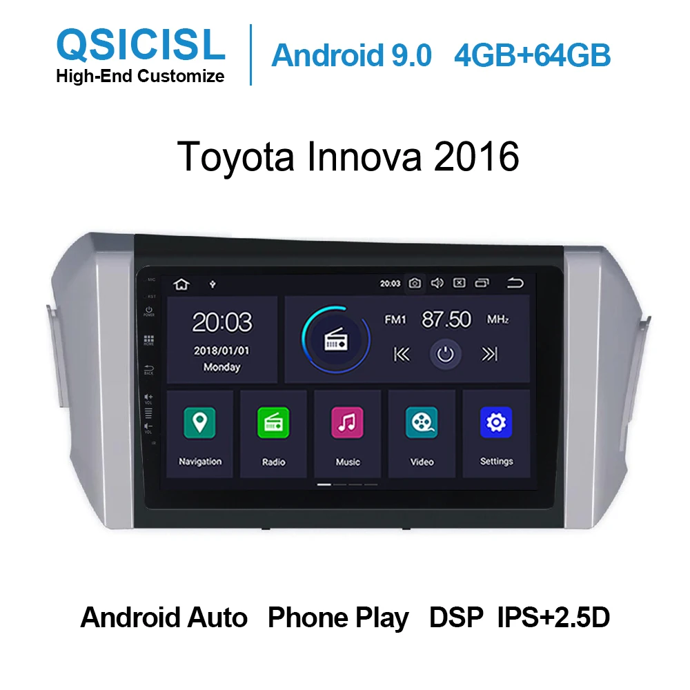 Android 9.0 2.5D 9" car dvd multimedia player for Toyota Innova 2016 Right Drive headunit radio multimedia stereo 4GB+64GB SWC
Android 9.0 2.5D 9" car dvd multimedia player for Toyota Innova 2016 Right Drive headunit radio multimedia stereo 4GB+64GB SWC