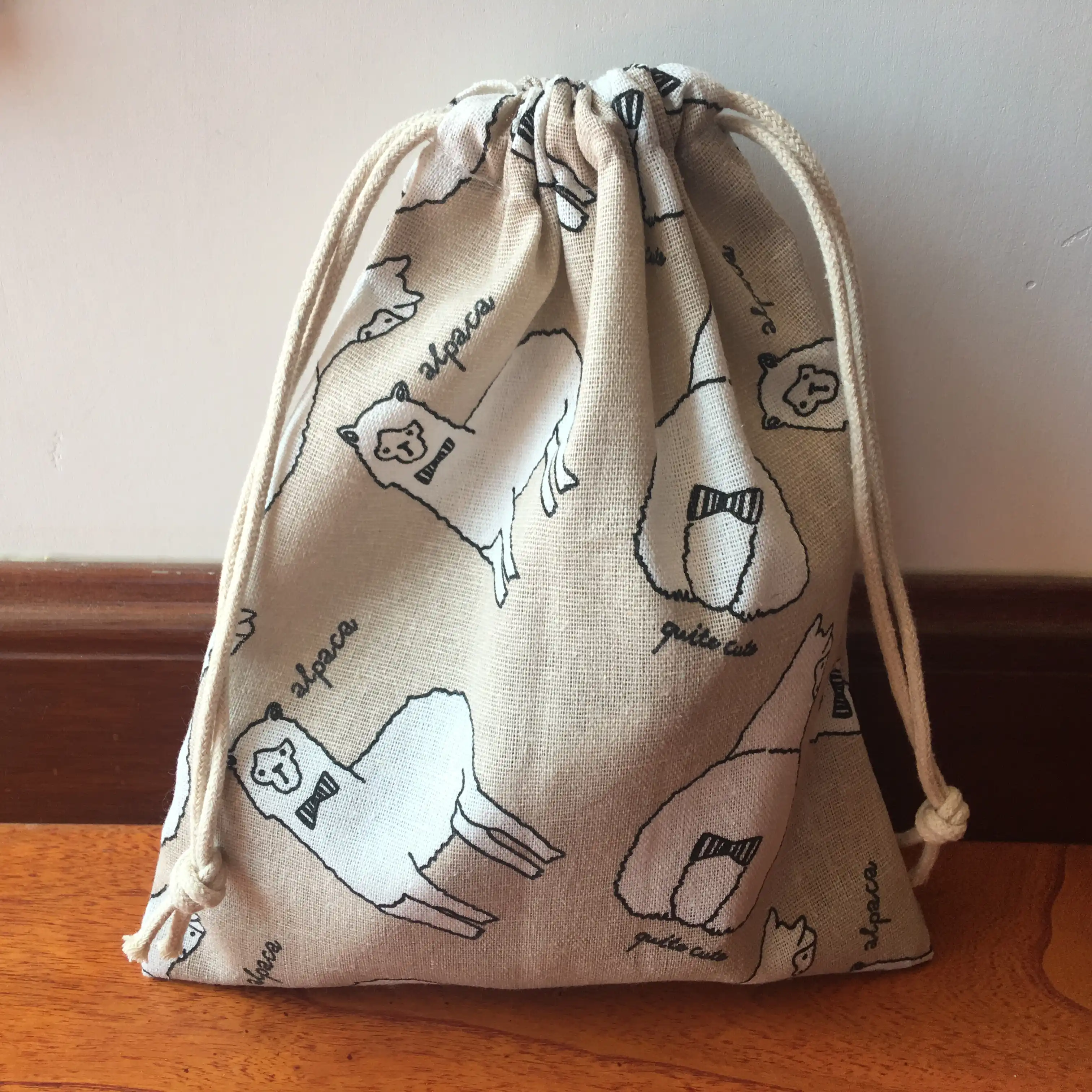 1pc cotton linen drawstring multi-purpose pouch party gift bag