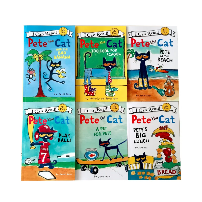 6 шт./компл. книги First I Can Read Pete the Cat Kids классические рассказов для детей раннее