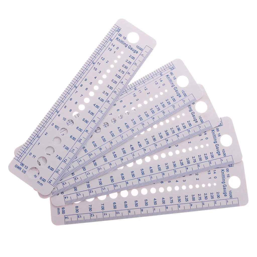 5 Pieces Useful Sewing Knitting Needle Gauge Inch cm Ruler (US UK Canada Size) 5 Pieces Useful Sewing Knitting Needle Gauge Inch cm Ruler (US UK Canada Size)