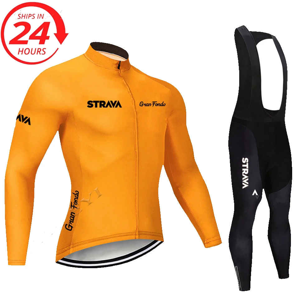 2020 STRAVA длинный рукав Велоспорт Джерси набор комбинезон ropa ciclismo велосипедная