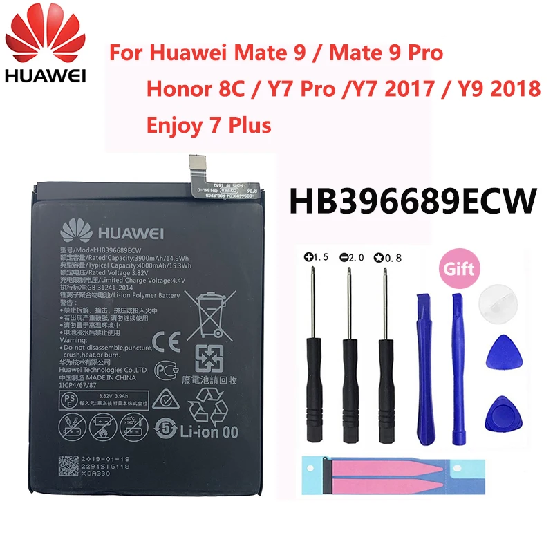 Hua Wei Original Phone Battery HB396689ECW 4000mAh For Huawei Mate 9 Pro Honor 8C Y7 2017 Y9 2018 Enjoy 7 Plus | Мобильные телефоны