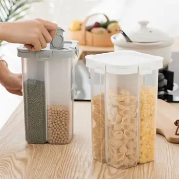 4-Grid Transparent Grain Storage Pot Plastic Cereal Container Sealed Refrigerator Crisper (Grey White)
4-Grid Transparent Grain Storage Pot Plastic Cereal Container Sealed Refrigerator Crisper (Grey White)