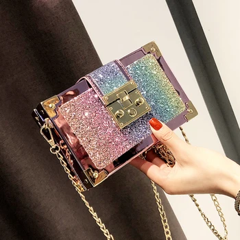 Small Chain Shoulder Bag Luxury Gradient Color Sequin Box Shape Female Party Clutch Bag Wedding Purse Mini Messenger Bag ZD1757
Small Chain Shoulder Bag Luxury Gradient Color Sequin Box Shape Female Party Clutch Bag Wedding Purse Mini Messenger Bag ZD1757