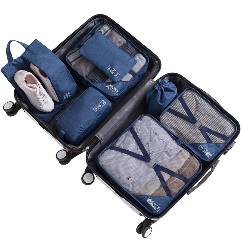 

New Seven-piece Set Travel Accessories Bag Luggage Storage Clothing Shoes Underwear Packing Club Organizer Cosmetic Sorting Bag