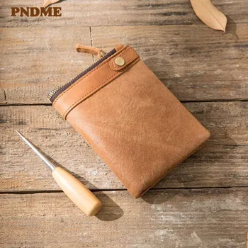 PNDME handmade retro genuine leather men's women's small wallet fashion designer natural crazy horse cowhide student coin purse
PNDME handmade retro genuine leather men's women's small wallet fashion designer natural crazy horse cowhide student coin purse
