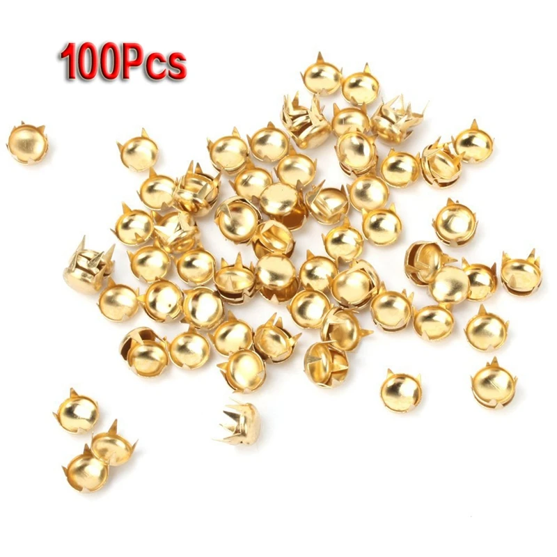 

100 pcs Metal Rivet Nail DIY Accessories 6mm Round leather clothing Punk Gold