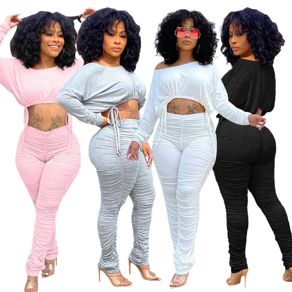 Solid Ruched Drawstring 2 Piece Set for Women Otufits One Shoulder Long Sleeve Crop Top and Stacked Skinny Pant Loungewear Suit
Solid Ruched Drawstring 2 Piece Set for Women Otufits One Shoulder Long Sleeve Crop Top and Stacked Skinny Pant Loungewear Suit