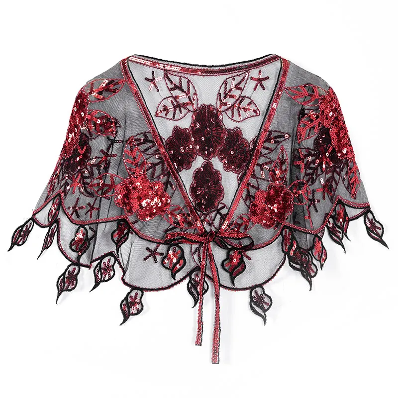 

1920s Vintage Style Cape Embellished Bridal Shawl Capelet Flapper Bolero Cover Up Gatsby Party