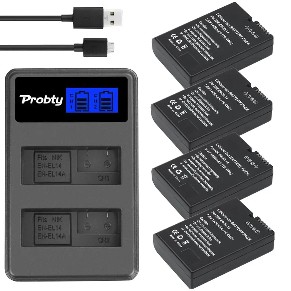 Зарядное устройство Probty 7 4 в 1400 ма · ч аккумулятор EN EL14 с двойным жк дисплеем и зарядным устройством для Nikon