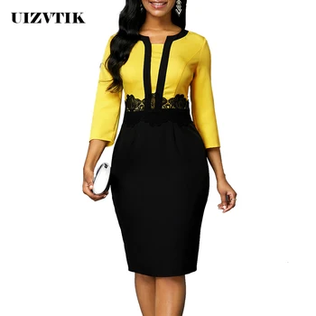 Autumn Summer Dress Women 2020 Casual Plus Size Slim Office Bodycon Dresses Elegant Sexy Split Patchwork Black Lace Party Dress
Autumn Summer Dress Women 2020 Casual Plus Size Slim Office Bodycon Dresses Elegant Sexy Split Patchwork Black Lace Party Dress