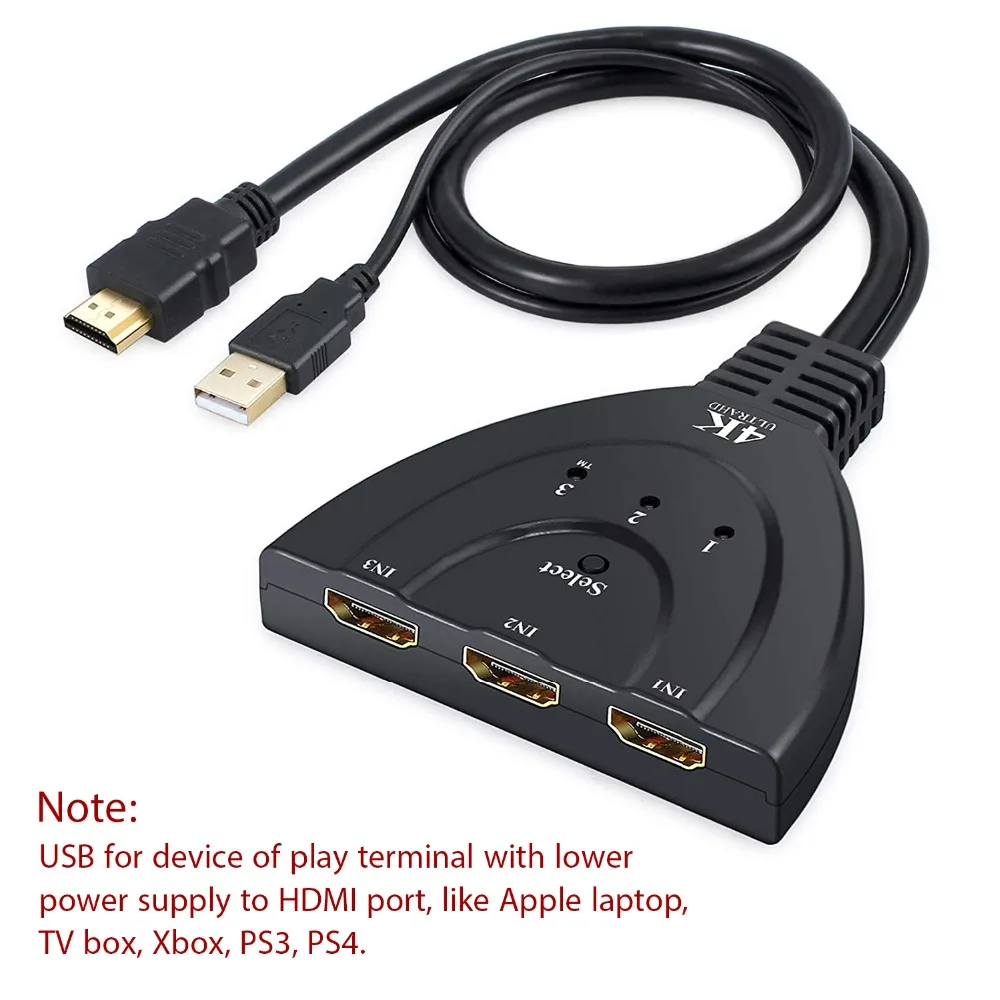 DZLST HDMI Сплиттер 4K * 2K 3 порта s мини коммутатор кабель 1.4b 1080P для DVD HDTV Xbox PS PS4 в 1 выход