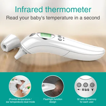 2 In 1 Infrared Thermometer Forehead Ear Digital Display School Infant Plastic Non Battery Powered With Backlight Office
2 In 1 Infrared Thermometer Forehead Ear Digital Display School Infant Plastic Non Battery Powered With Backlight Office