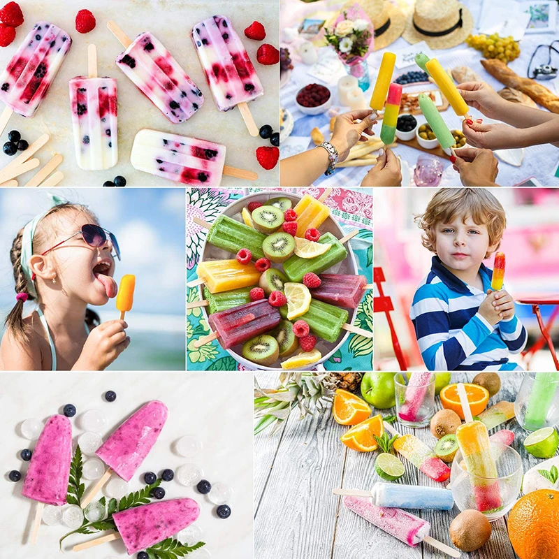 Generic 300 Pcs Popsicle Sticks And Pop Bags Set Ice Cream Clear