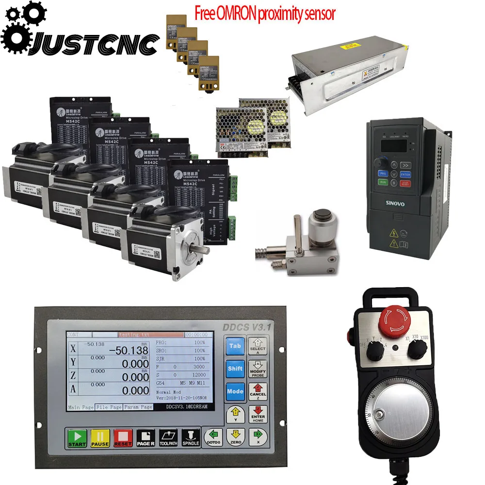 CNC kit ddcsv3.1 4-axis motion control system Leadshine nema23/57 stepper motor + drive 1.5kw 220V spindle frequency converter
CNC kit ddcsv3.1 4-axis motion control system Leadshine nema23/57 stepper motor + drive 1.5kw 220V spindle frequency converter