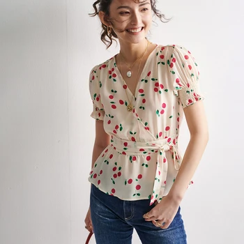 100% Silk Brand Fashion Women's High-end Luxury Summer Elegant Cherry Print Silk Shirt Blouse
100% Silk Brand Fashion Women's High-end Luxury Summer Elegant Cherry Print Silk Shirt Blouse