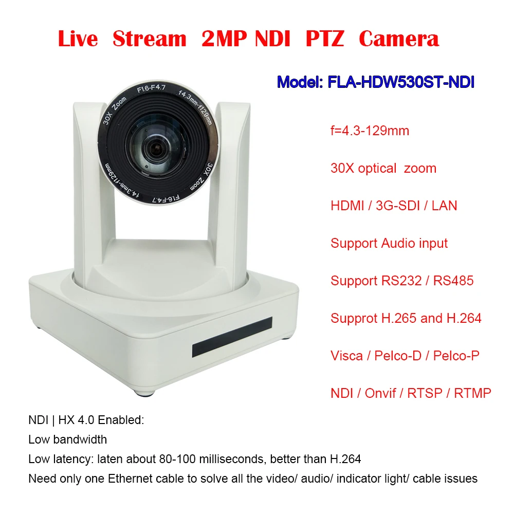 2MP 60fps 30x Optical Zoom conferencing IP Video NDI Broadcast camera PTZ with hdmi SDI output
2MP 60fps 30x Optical Zoom conferencing IP Video NDI Broadcast camera PTZ with hdmi SDI output