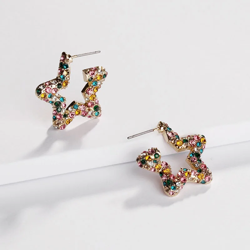 Fall Winter Colorful Rainbow Star Shape Hoop Earring Crystal Rhinestone Pave Earrings for Women
Fall Winter Colorful Rainbow Star Shape Hoop Earring Crystal Rhinestone Pave Earrings for Women