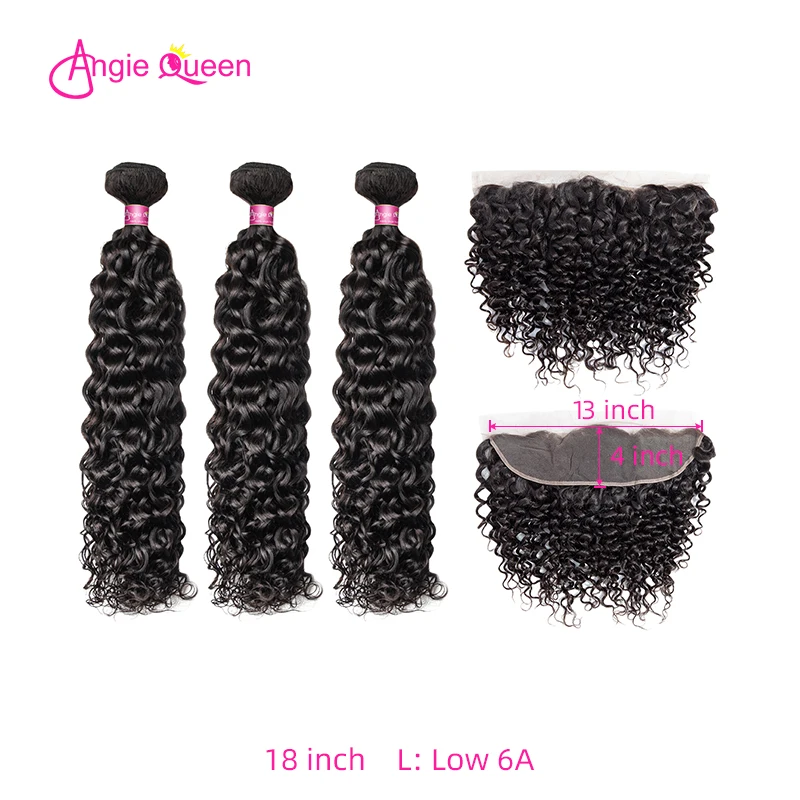 Angie Queen Water Wave Indian Remy Hair Natural Color Hair Bundles With Frontal Lace Frontal With 3 Bundles Human Hair L
Angie Queen Water Wave Indian Remy Hair Natural Color Hair Bundles With Frontal Lace Frontal With 3 Bundles Human Hair L