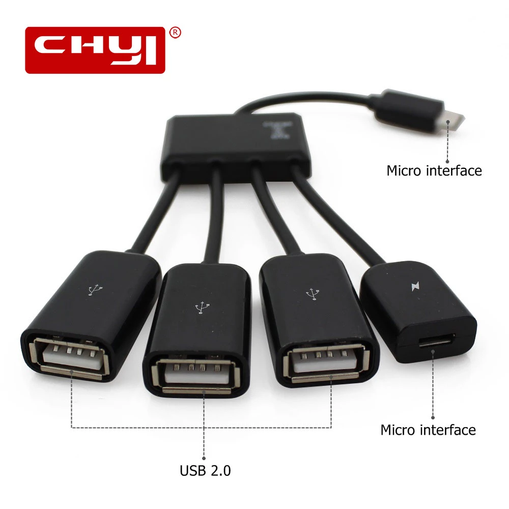 Кабель концентратор CHYI 4 в 1 микро USB кабель для зарядки OTG хаб разветвитель