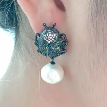 10x12mm White freshwater Pearl gunmetal color plated cubic zirconia micro pave Beetle Earrings animal earrings for women
10x12mm White freshwater Pearl gunmetal color plated cubic zirconia micro pave Beetle Earrings animal earrings for women