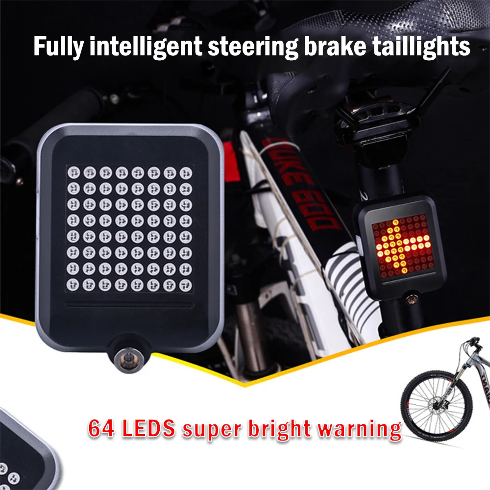 64 LED Automatic Indicator Bicycle Rear Taillight USB Rechargeable Cycling MTB Bike Safety Warning Turn Light
64 LED Automatic Indicator Bicycle Rear Taillight USB Rechargeable Cycling MTB Bike Safety Warning Turn Light