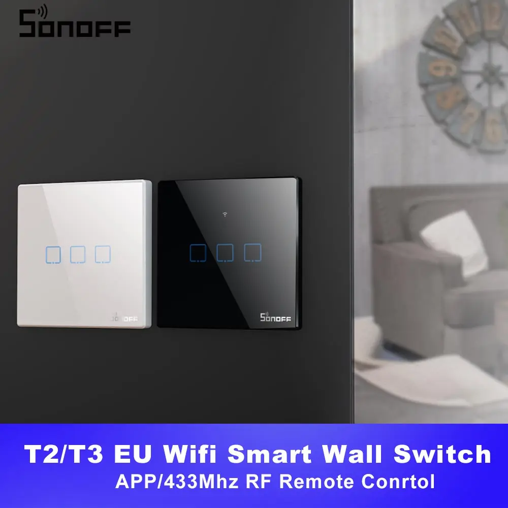 Itead SONOFF TX T2/T3 EU умный Wifi настенный сенсорный выключатель света Умный дом 1/2/3 Gang 433