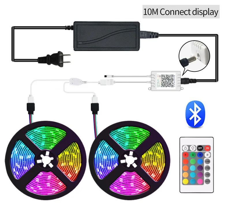 Bluetooth RGB LED Strip Light 12V 5M 10M SMD 5050 Waterproof Flexible Neon 12V LED RGB Strip lights for Room Bluetooth Full Set
Bluetooth RGB LED Strip Light 12V 5M 10M SMD 5050 Waterproof Flexible Neon 12V LED RGB Strip lights for Room Bluetooth Full Set