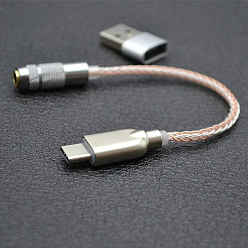 USB type-C to 3.5mm 8 shares of pure silver and 7n single crystal copper mixed audio cable decoding line T0202
USB type-C to 3.5mm 8 shares of pure silver and 7n single crystal copper mixed audio cable decoding line T0202